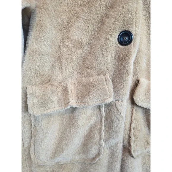 Unbranded Camel Tan Faux Fur Button Front Jacket with Pockets RN 157656 - Picture 4 of 9